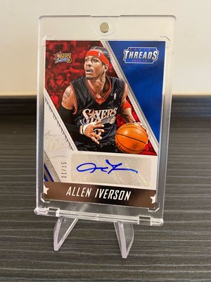 《低限量/15》2015-16 Threads Signage Allen Iverson AUTO /15 76人傳奇球星戰神艾佛森限量簽名卡《簽跡藍無斷水》