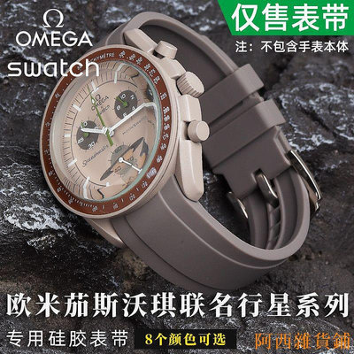 阿西雜貨鋪適用omega x swatch歐米茄斯沃琪聯名星球弧口矽膠錶帶20mm土星天王星太陽