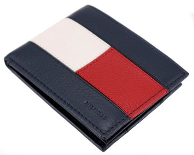 Tommy Hilfiger 2021櫃上新款 男士短夾 皮夾 RFID 雙折錢包 海軍/紅色 31TL220109