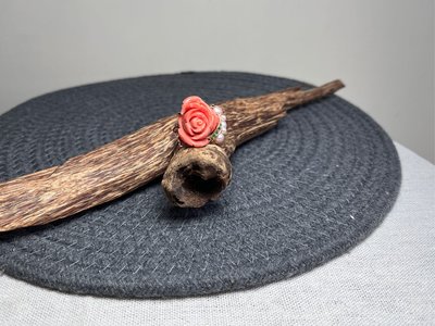 早期收藏老料momo紅珊瑚雕刻立體玫瑰花鑲嵌氣質珍珠設計款戒指