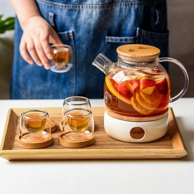 玻璃茶壺養生下午茶具套裝煮水果茶花茶壺保溫加熱底座~特價