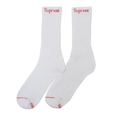 Supreme x Hanes Crew Socks 長襪 全白 (單雙賣)