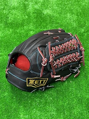 棒球世界全新ZETT 頂級硬式訂製牛皮棒壘手套BPGT-2327特價網狀黑色