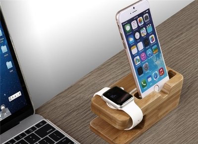 二合一竹木手機支架 底座 蘋果智能手錶 apple watch 二合一充電底座 創意木質懶人底座IPHONE6 I6