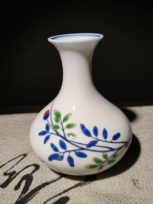 zwx 日本回流，昭和早期，香蘭東社，藍標，小花瓶、小花入、擺件，手