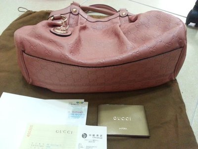 Gucci 經典款粉色牛皮手提包