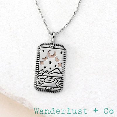 Wanderlust+Co 澳洲品牌 銀色月亮女神項鍊 長方形錢幣項鍊 La Luna 心想事成