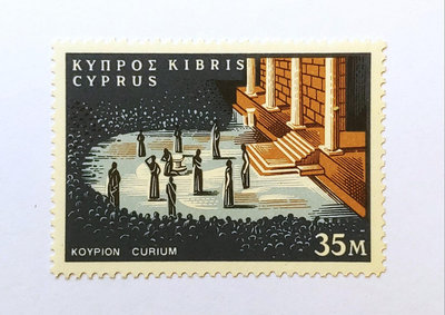 # 1964年 賽普勒斯共和國(Cyprus)郵票 35米粒母(M) 新票 圖為賽普勒斯庫里翁古劇院!
