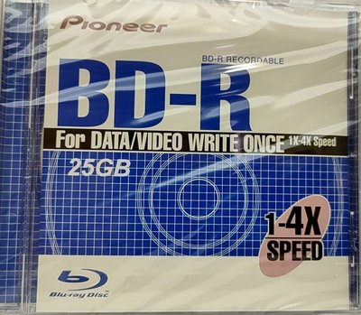 全新先鋒PIONEER 25G BD-R片/4X/單片裝藍光燒錄片用不到便宜賣