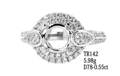 俐格鑽石珠寶批發 18K白金 主鑽1克拉 婚戒指鑽戒台空台女戒線戒 款號TR142 特價36,700 另售GIA鑽石裸鑽