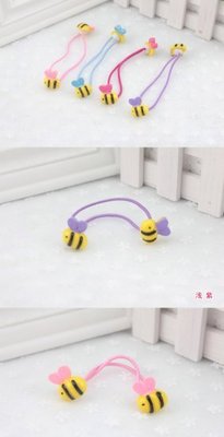【夜市王】 手繪小蜜蜂 兒童髮繩 髮圈 頭繩皮筋 雙頭繩 小蜜蜂髮圈 5條39元