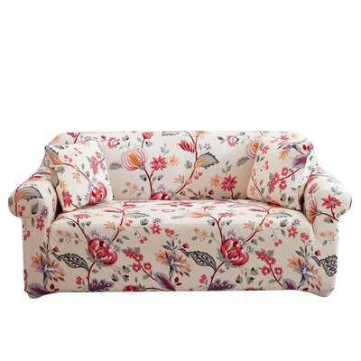 紅色花朵沙發套 時尚簡約現代單人雙人三人彈力全包沙發罩 I/L型沙發萬能通用-慧友芊家居