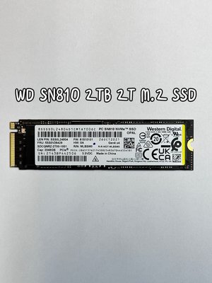 【WD Western Digital SN810 2TB 2T GEN4】PCIe4.0 NVMe M.2 SSD