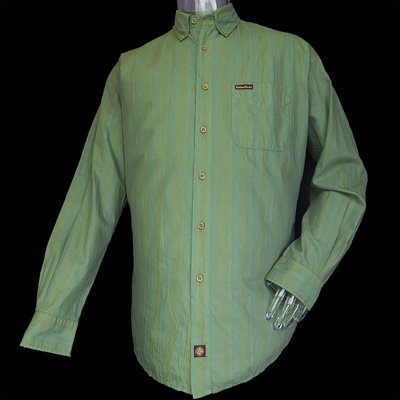 Marlboro Classics MCS 義大利品牌萬寶路純棉墨綠條紋長袖襯衫 L號  M-D-L23