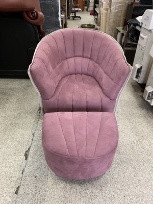 香榭二手家具*紫羅蘭粉紫色 單人座搖搖沙發椅(附腳椅)-搖搖休閒椅-搖搖椅-旋轉椅-一人座沙發-布沙發-沙發椅凳-懶人椅