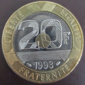 ~FRANCE 法國 20F 20法朗 1993年 雙色錢幣/硬幣一枚~