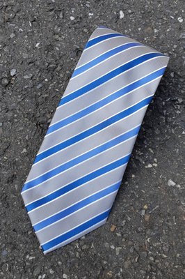 全新~義大利 AB ANTONIO BALDAN 藍白斜紋領帶 手打領帶 高級領帶 男士紳仕領帶