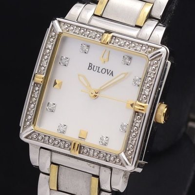 【精品廉售/手錶】瑞士名牌Bulova寶路華 鑲鑽石英女腕錶/華麗秀氣*#C937457*防水*美品*歐洲精品/便宜讓藏