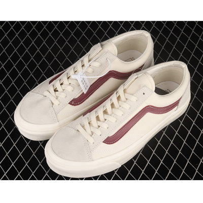（安妮時尚）Vans Vault OG Style 36 Lx 復古麂皮帆布拼接低幫板鞋 男女 米色紅線低幫
