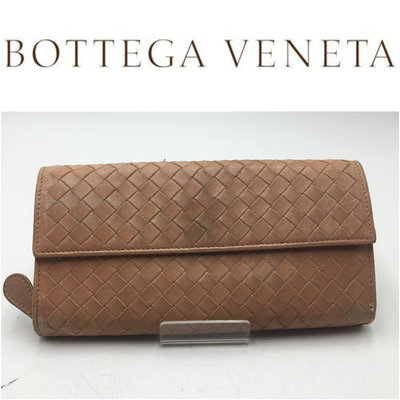 【皮老闆二店】二手真品 Bottega Veneta BV 編織扣式長夾 皮夾 義大利製 藍620