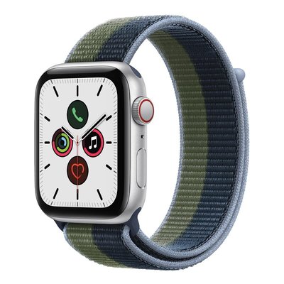 💓好市多代購💓 Apple Watch SE GPS + 行動網路 40公釐 銀色鋁金屬錶殼搭配深邃藍色配苔綠色錶環