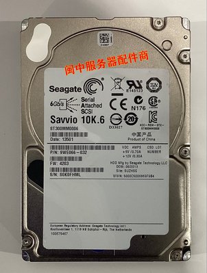 全新Seagate/希捷 ST300MM0006 300GB 10000轉 SAS 2.5伺服器硬碟