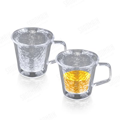 🌟附發票🌟仙德曼雙層玻璃錘紋茶杯-2入組(100ml) CF100 雙層玻璃杯雙層杯錘紋杯花茶杯茶具組濃縮杯對杯禮盒