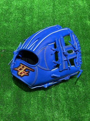 棒球世界全新Hi-Gold少年用牛皮棒球手套特價內野手工字球檔11.5吋寶藍色