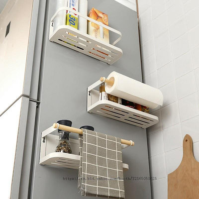 網紅款冰箱掛架簡約鐵藝磁鐵捲紙巾保鮮袋儲物廚房收納架側壁磁吸置物架