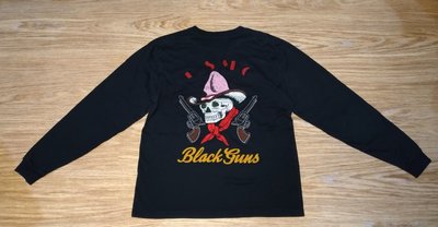 東洋公司日本TOYO復刻USMC BLACK GUNS 骷髏雙槍美式圖案全版刺繡黑色長袖Tee 橫須賀T-shirt