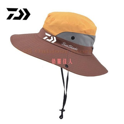 Daiwa 新款可折疊漁夫帽釣魚帽夏季防曬防紫外線太陽帽男士速乾