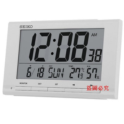 時鐘SEIKO日本精工時鐘溫濕度顯示日歷星期學生臥室電子多功能小鬧鐘
