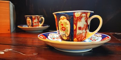 日本製有田燒金彩花卉陶瓷鎏金復古咖啡杯組 下午茶杯馬克杯花茶杯美濃燒九谷燒