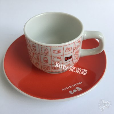 [Kitty 旅遊趣] Hello Kitty 日本製 咖啡杯盤組 凱蒂貓 下午茶杯盤組 茶杯 咖啡杯附盤子