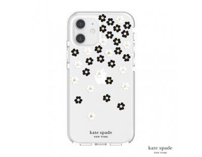 Kate Spade Scattered 手機背蓋 iPhone 12/12 Pro 6.1吋 黑白小花+金色鑲鑽透明殼