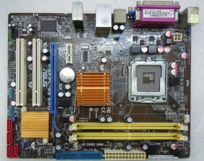 華碩 P5KPL-AM EPU整合型主機板、內建顯示、網路、音效、PCI-E獨顯插槽、記憶體支援 DDR2、良品有附擋