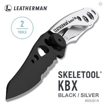 【A8捷運】美國Leatherman SKELETOOL KBX 黑銀款半齒半刃折刀(公司貨#832619)