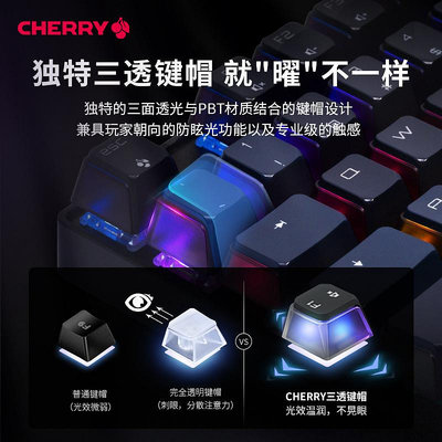 鍵盤 CHERRY櫻桃Xaga曜石機械鍵盤 三模RGB電競游戲辦公87鍵銀茶軸