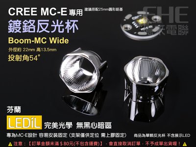 EHE】鍍鉻LED反光杯CA10929_BOOM-W，投射角54度。適CREE MCE/XHP50大功率LED搭配使用