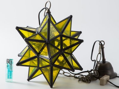 歐洲 古董 手工 玻璃 彩繪 吊燈 星型 鑽石型