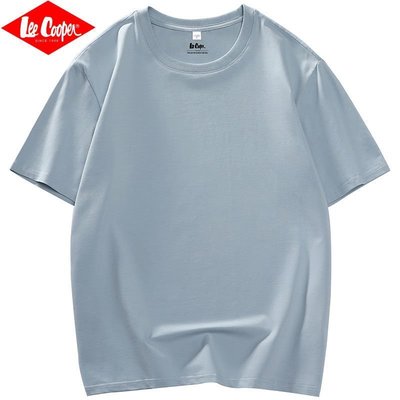 現貨熱銷-Lee Cooper短袖T恤男2021新款夏季純色白色半袖潮流打底衫上衣服