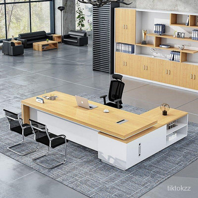 奧洛提（AOLUOTI）老板桌現代簡約辦公桌椅組合總裁桌新款板式大班台主管桌經理桌辦公家具輕奢辦公桌