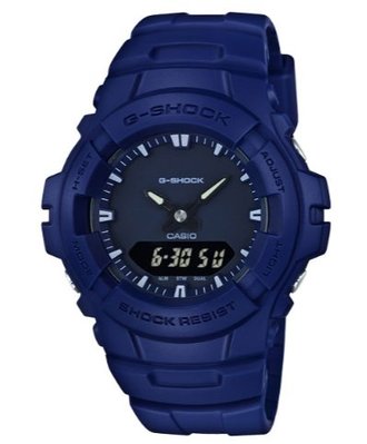【萬錶行】CASIO G SHOCK 雙顯 藍 抗磁運動錶 G-100CU-2A