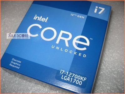 JULE 3C會社-Intel Core i7 12700KF 12C20T 3.6G/25M/全新/1700 CPU