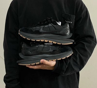 Sacai X Nike VaporWaffle 全黑 焦糖 解構 百搭男女慢跑鞋 dd1875-001-有米潮鞋店