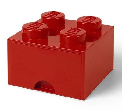 台中＊＊宏富玩具＊＊LEGO積木收納展示系列 經典方塊四抽屜盒 (鮮紅) RC00999