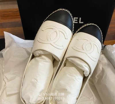 HANNA精品Chanel香奈兒漁夫鞋 鉛筆鞋 女鞋 新款 白色羊皮 平底鞋 時尚單鞋 經典色