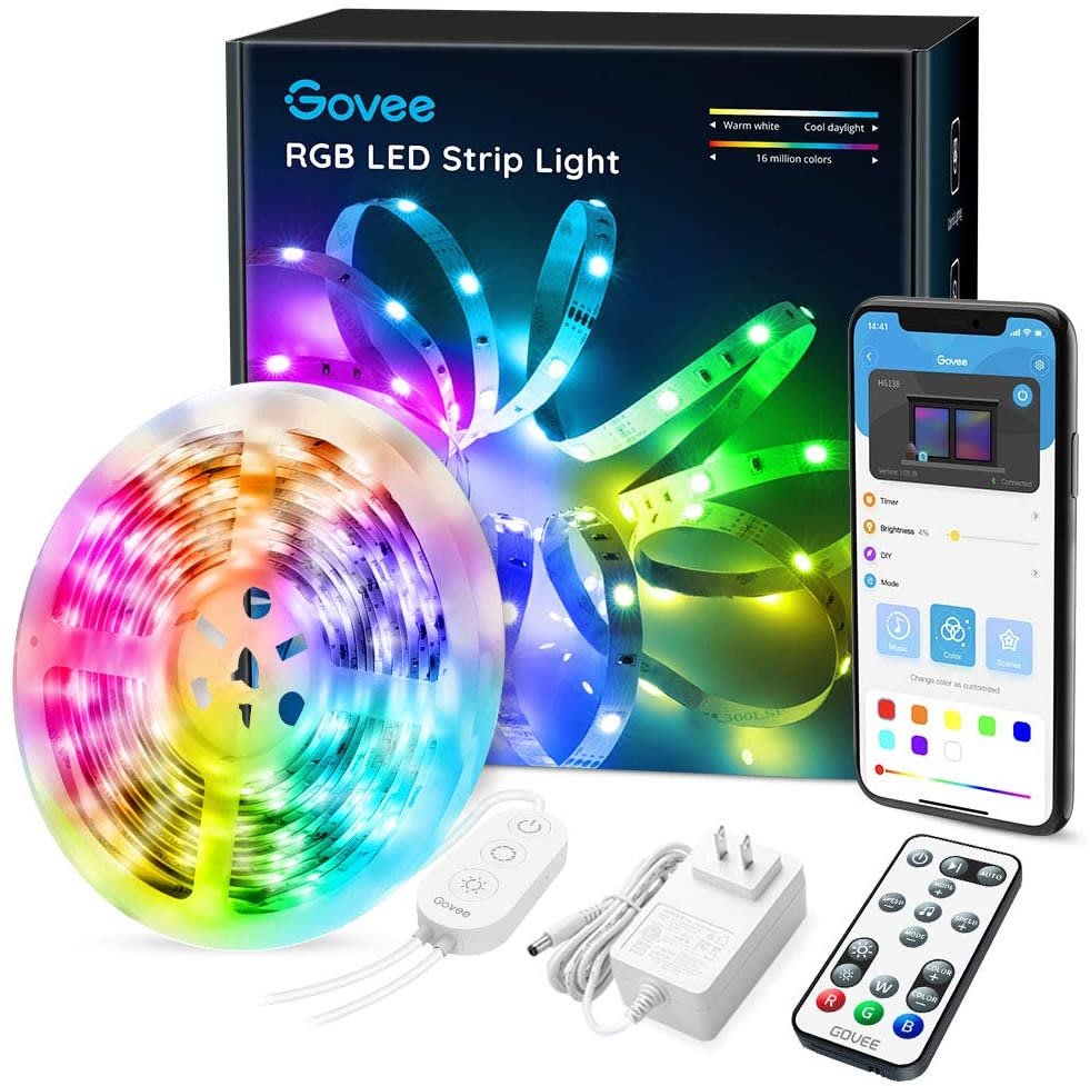 美國govee Rgb 顏色變化控制音樂同步互動led燈條 500cm 5m App 遙控器 Yahoo奇摩拍賣