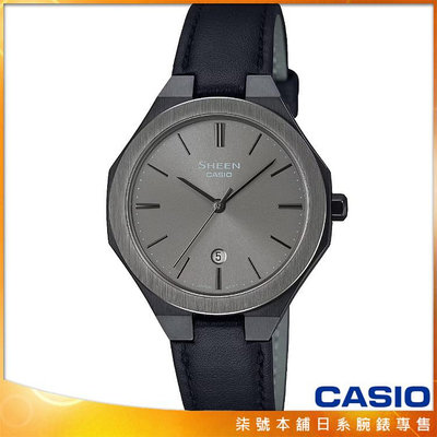 【柒號本舖】CASIO 卡西歐 SHEEN 時尚皮帶錶-鐵灰色 / SHE-4563BL-8A (台灣公司貨)