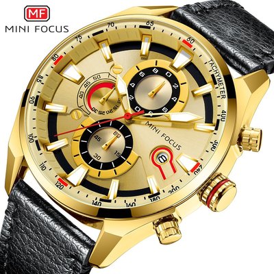 【潮裡潮氣】MINIFOCUS大錶盤手錶男士手錶防水石英表跨境新款商務手錶0202G